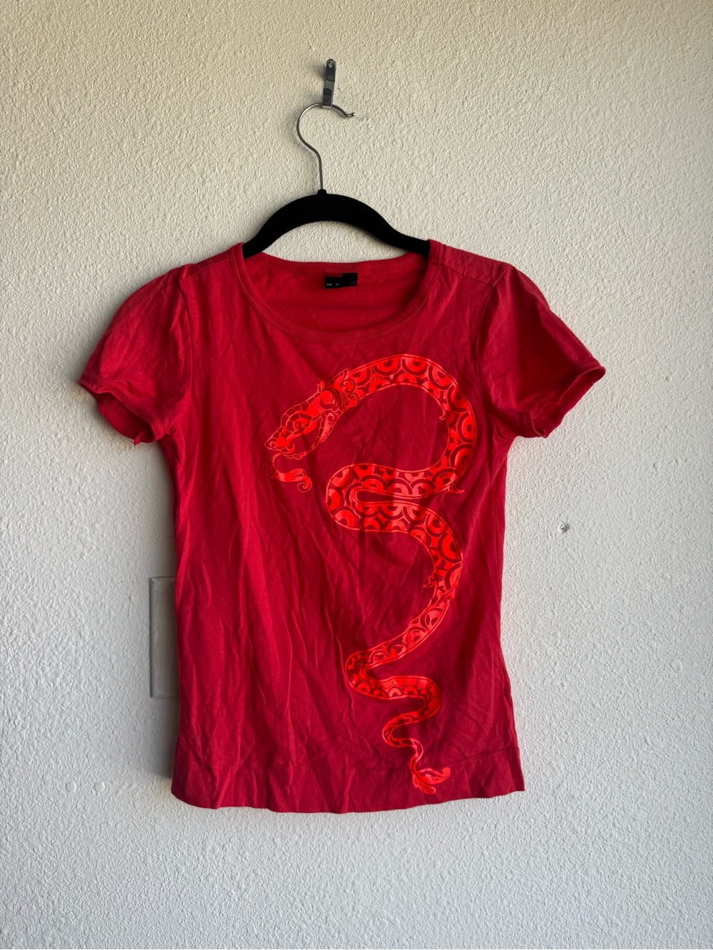 Vintage Y2K Diesel red, snake graphic short sleeve T-shirt size XS